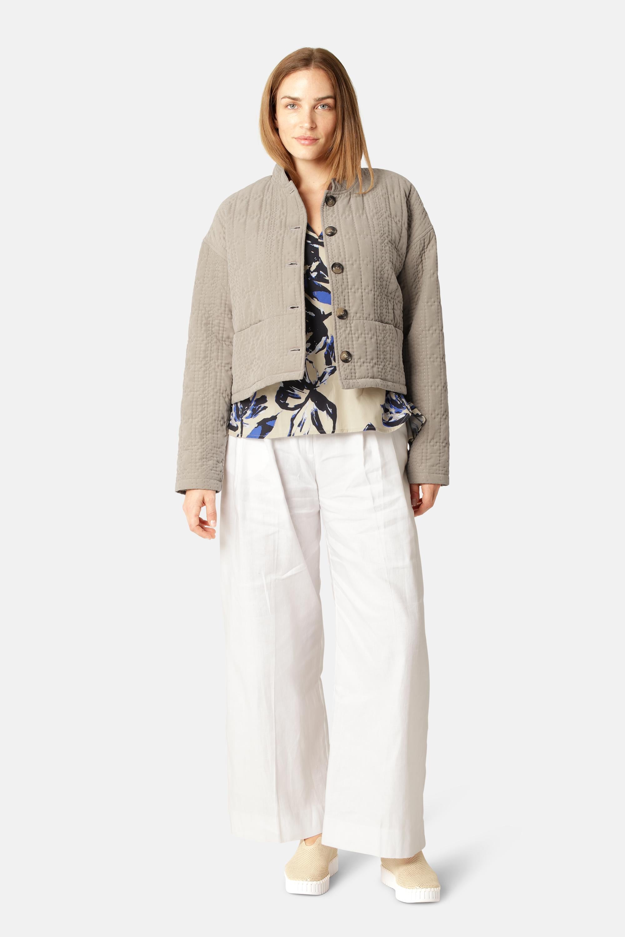 Kort Quiltet Jakke - Greige